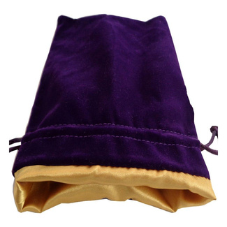 FanRoll Dice Bag Velvet Purple with Golden Satin Large