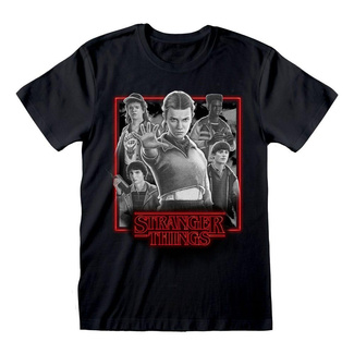 Stranger Things T-Shirt Characters in Glowing Box Black and White