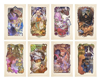 Critical Role Art Print 10th Anniversary Art Nouveau Illustrations 46 x 28 cm - unframed (Set of 8)