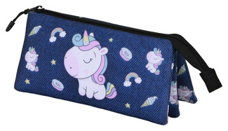 Oh My Pop! Triple Pencil case Sweety Dark Blue