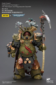 Warhammer 40k Action Figure 1/18 Death Guard Deathshroud Terminator 1 with Manreaper and Plaguespurter Gauntlet 14 cm