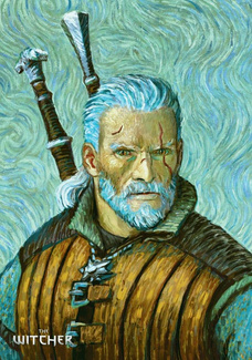 Wild Hunt Game Art Chronicles Puzzle Geralt inspired by Vincent van Gogh (1000 pieces)